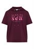 Kurzarm Shirt mit Kapuze und Wording sweet grape red