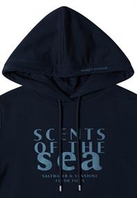 Kurzarm Shirt mit Kapuze und Wording universal blue