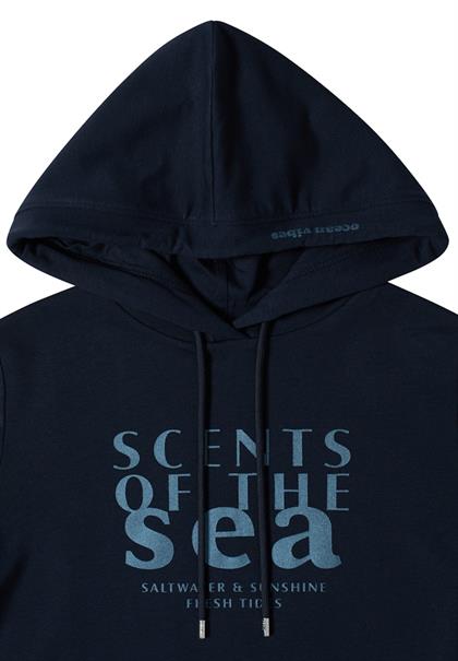 Kurzarm Shirt mit Kapuze und Wording universal blue