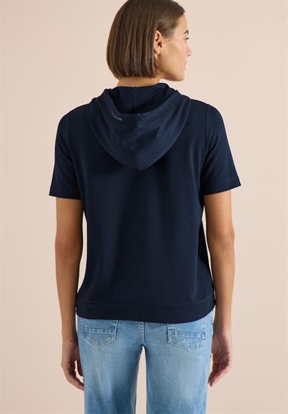 Kurzarm Shirt mit Kapuze und Wording universal blue