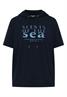 Kurzarm Shirt mit Kapuze und Wording universal blue
