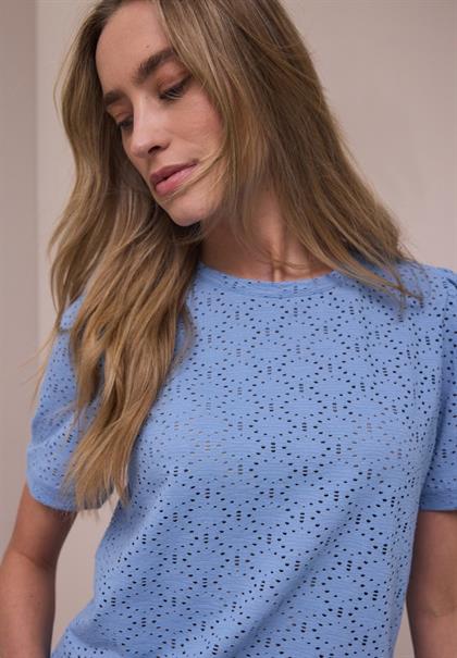 Kurzarm Shirt mit Rundhals aus Spitze drift blue