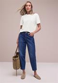Kurzarm Shirt mit Rundhals aus Spitze off white