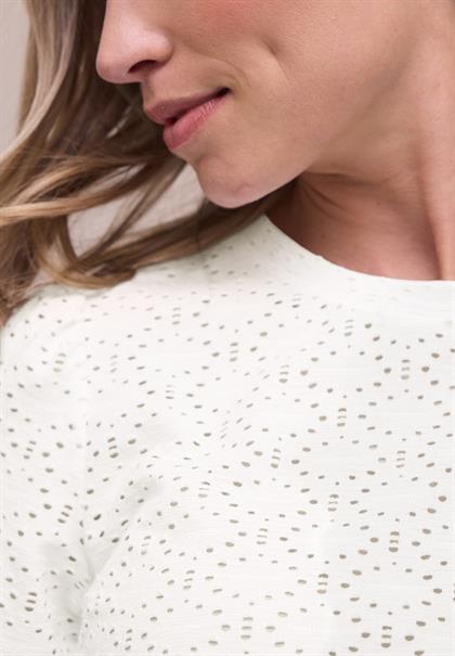 Kurzarm Shirt mit Rundhals aus Spitze off white