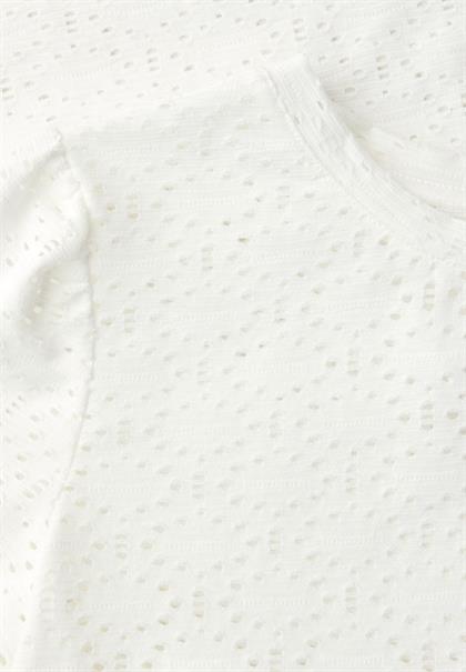 Kurzarm Shirt mit Rundhals aus Spitze off white