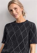 Kurzarm Shirt mit Rundhals und Karomuster armor grey