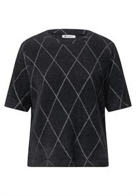 Kurzarm Shirt mit Rundhals und Karomuster armor grey