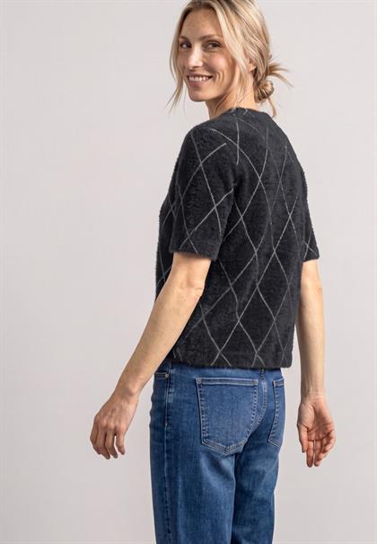 Kurzarm Shirt mit Rundhals und Karomuster armor grey