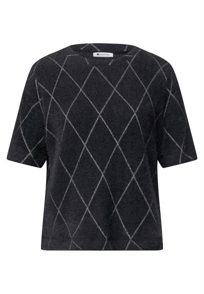 Kurzarm Shirt mit Rundhals und Karomuster armor grey