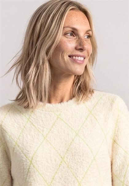 Kurzarm Shirt mit Rundhals und Karomuster pure beige