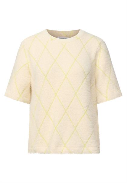 Kurzarm Shirt mit Rundhals und Karomuster pure beige