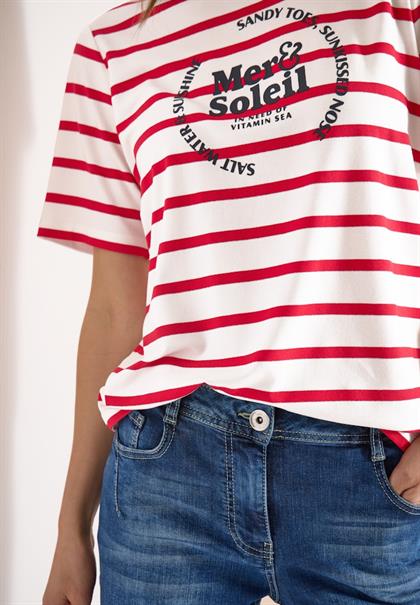 Kurzarm Shirt mit Rundhals und Streifen glazed apple red