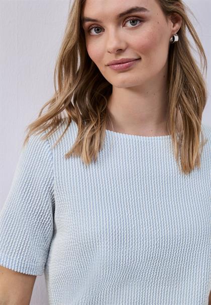 Kurzarm Shirt mit Strukturstreifen calm blue