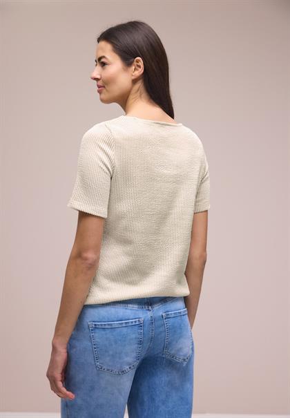 Kurzarm Shirt mit Strukturstreifen clay sand