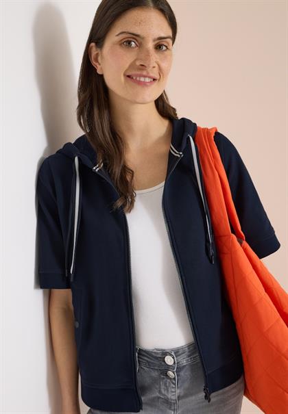 Kurzarm Sweatjacke mit Kapuze universal blue