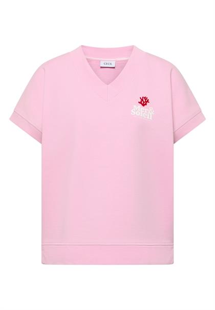 Kurzarm Sweatshirt mit Backprint light blush rose