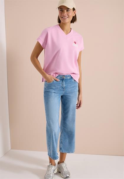 Kurzarm Sweatshirt mit Backprint light blush rose