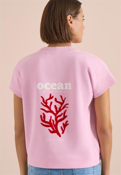Kurzarm Sweatshirt mit Backprint light blush rose