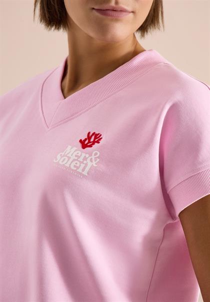 Kurzarm Sweatshirt mit Backprint light blush rose