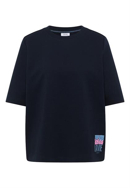 Kurzarm Sweatshirt mit Backprint universal blue