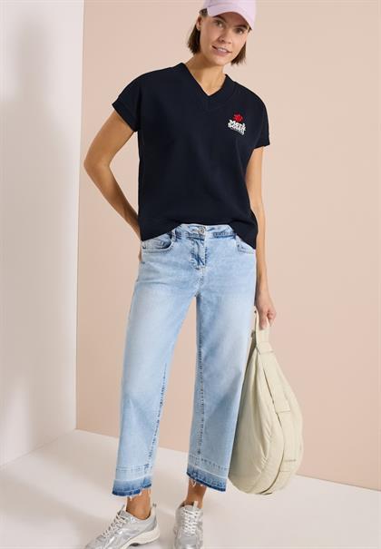 Kurzarm Sweatshirt mit Backprint universal blue
