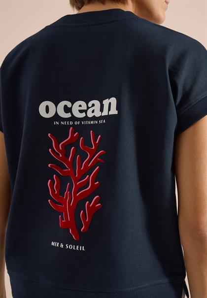Kurzarm Sweatshirt mit Backprint universal blue