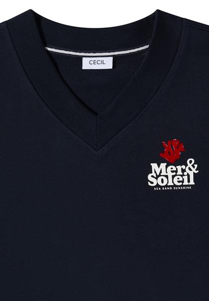 Kurzarm Sweatshirt mit Backprint universal blue