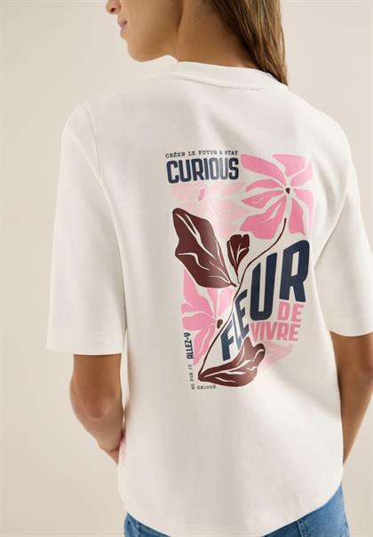 Kurzarm Sweatshirt mit Backprint vanilla white