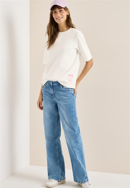 Kurzarm Sweatshirt mit Backprint vanilla white