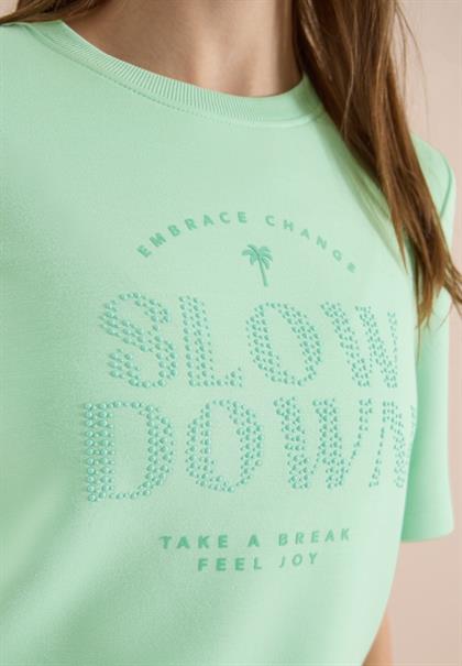 Kurzarm Sweatshirt mit Wording juicy lime