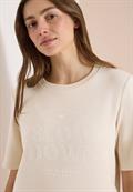 Kurzarm Sweatshirt mit Wording pearl beige
