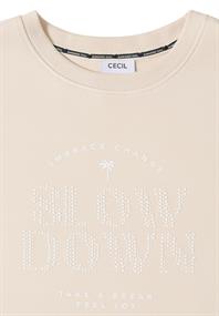 Kurzarm Sweatshirt mit Wording pearl beige