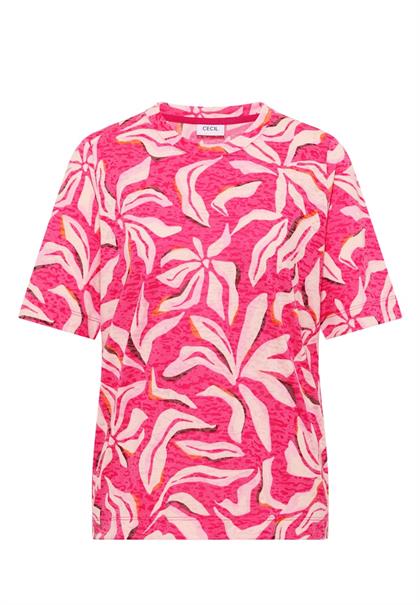 Kurzarm T-Shirt im Ausbrenner-Look beetroot pink