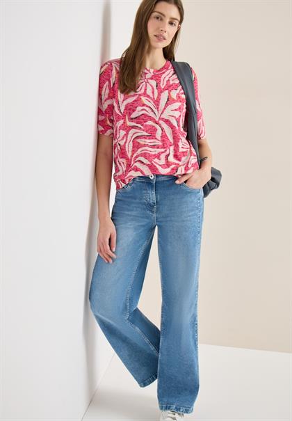 Kurzarm T-Shirt im Ausbrenner-Look beetroot pink