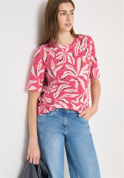Kurzarm T-Shirt im Ausbrenner-Look beetroot pink