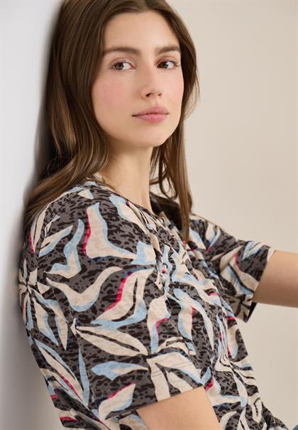 Kurzarm T-Shirt im Ausbrenner-Look macchiato brown