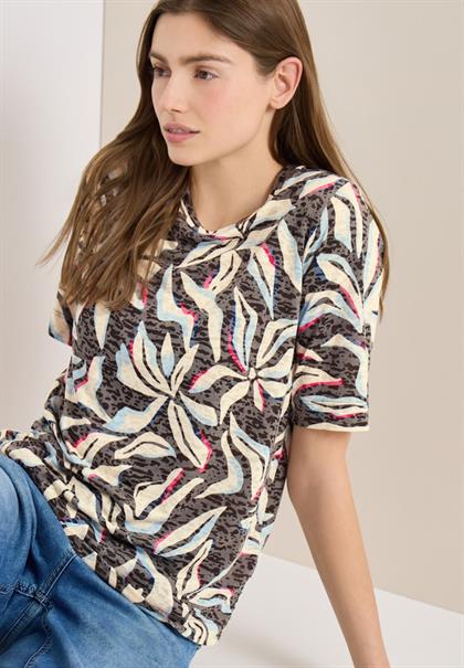 Kurzarm T-Shirt im Ausbrenner-Look macchiato brown
