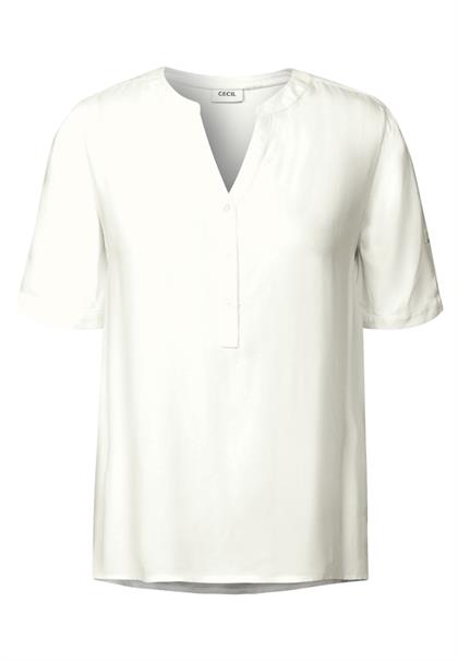 Kurzarmbluse in Unifarbe vanilla white