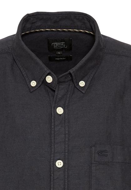 Kurzarmhemd aus einem Baumwoll-Leinenmix dark navy