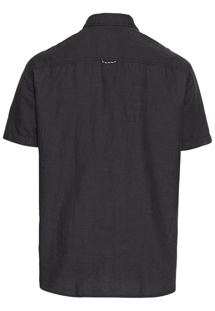Kurzarmhemd aus einem Baumwoll-Leinenmix dark navy