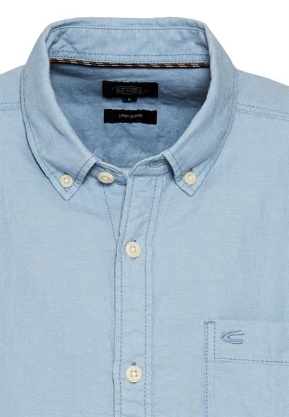 Kurzarmhemd aus einem Baumwoll-Leinenmix smoke blue