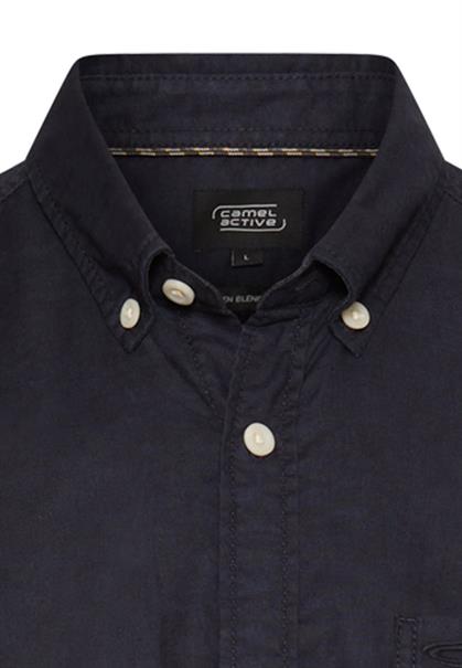 Kurzarmhemd aus Leinenmix dark navy
