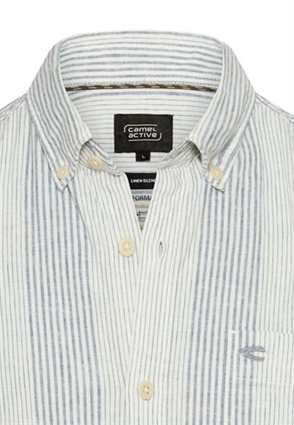 Kurzarmhemd aus Leinenmix indigo blue