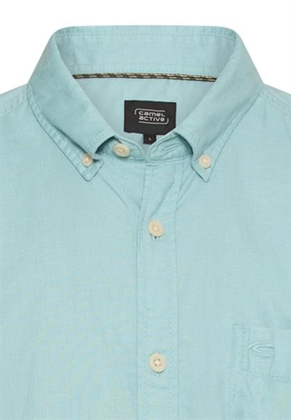 Kurzarmhemd aus Leinenmix ocean green