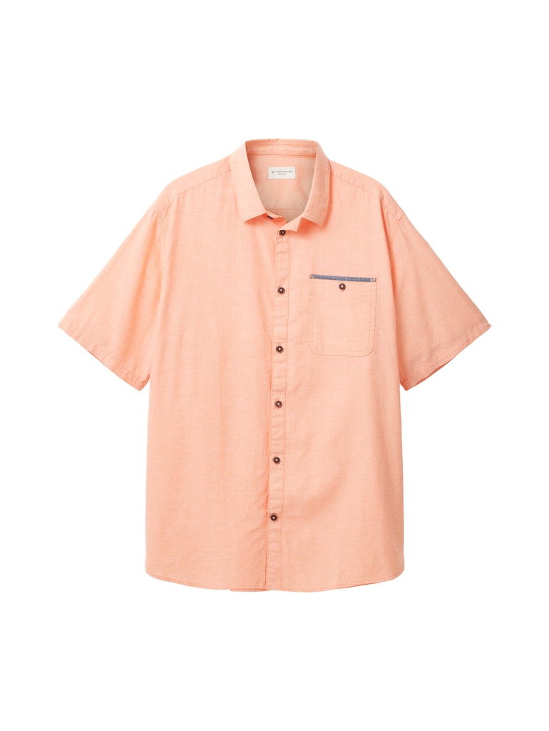 Brusttasche kaufen bei Halbarmhemd bequem white Herren mit orange chambray Tailor Kurzarmhemd Tom online