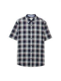 Kurzarmhemd mit Karomuster navy herringbone check