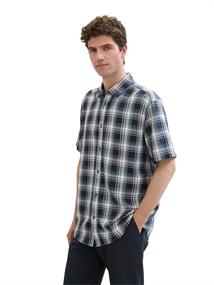 Kurzarmhemd mit Karomuster navy herringbone check