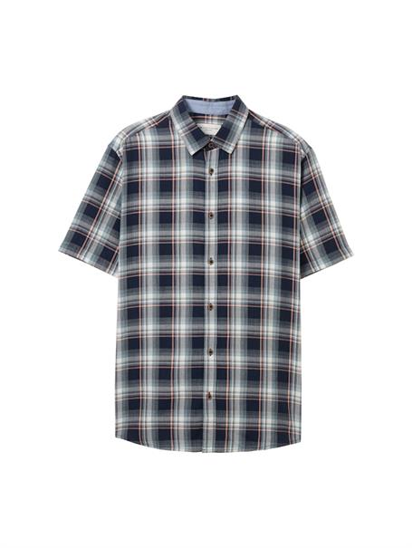 Kurzarmhemd mit Karomuster navy herringbone check