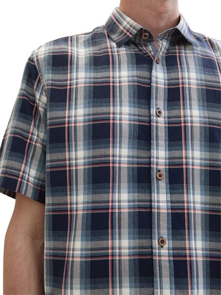 Kurzarmhemd mit Karomuster navy herringbone check