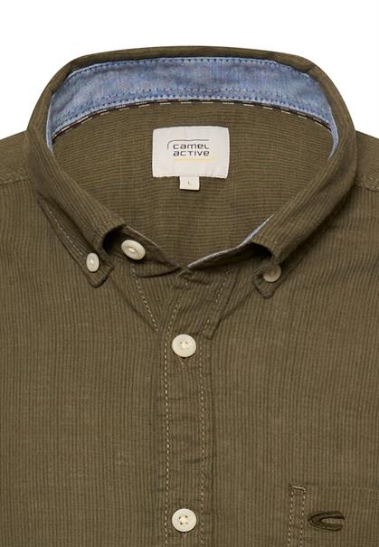 Kurzarmhemd mit Kontrastdetails deep olive